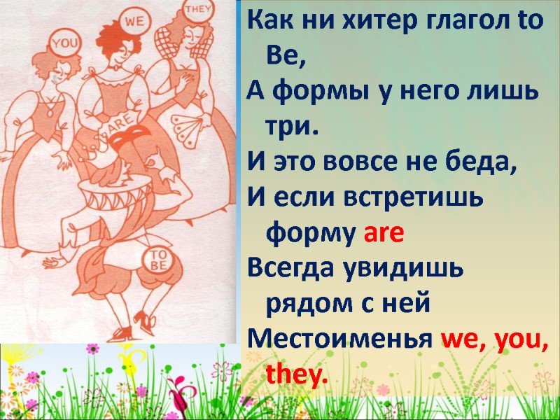 Как ни хитер глагол to Be, А формы у него лишь три. И это